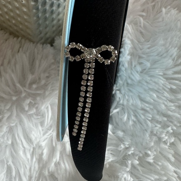 Badgley Mischka Black Headband with rhinestone bow on side NWT - Picture 5 of 5